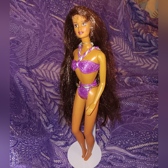 1995 Sparkle Beach Teresa 90s Purple Swimsuit Barbie Doll - Picture 9 of 10